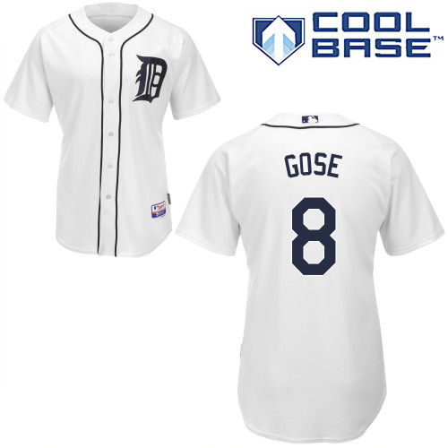Anthony Gose #8 MLB Jersey-Detroit Tigers Men's Authentic Home White Cool Base Baseball Jersey